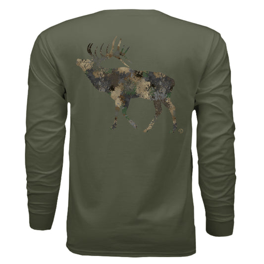 Forest Splash Burst Camo Elk Long Sleeve T-Shirt